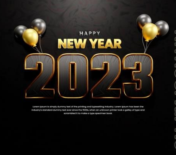 PSD realistic happy new year 2023 celebration banner or happy new years background  template design - Kho Đồ Họa